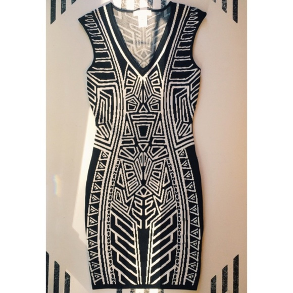 NWOT XS/S bodycon pattern dress black and white - Picture 2 of 4